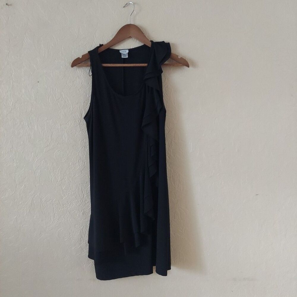 Cache Black Ruffle Sleeveless Knee Length Shift Dress Sz 8